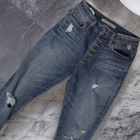 Joes Jeans Hi-Rise Stretchy Distressed Skinny Jeans with Chewed Ankle - Picture 3 of 6